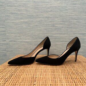 J. Crew d'Orsay Black Suede Pumps - Size 8